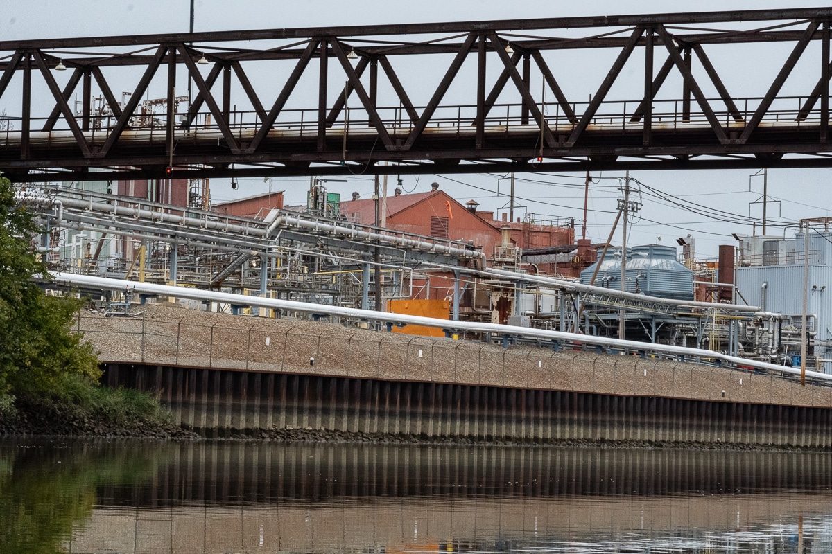 Bulkhead protecting a Christina River industrial facility.